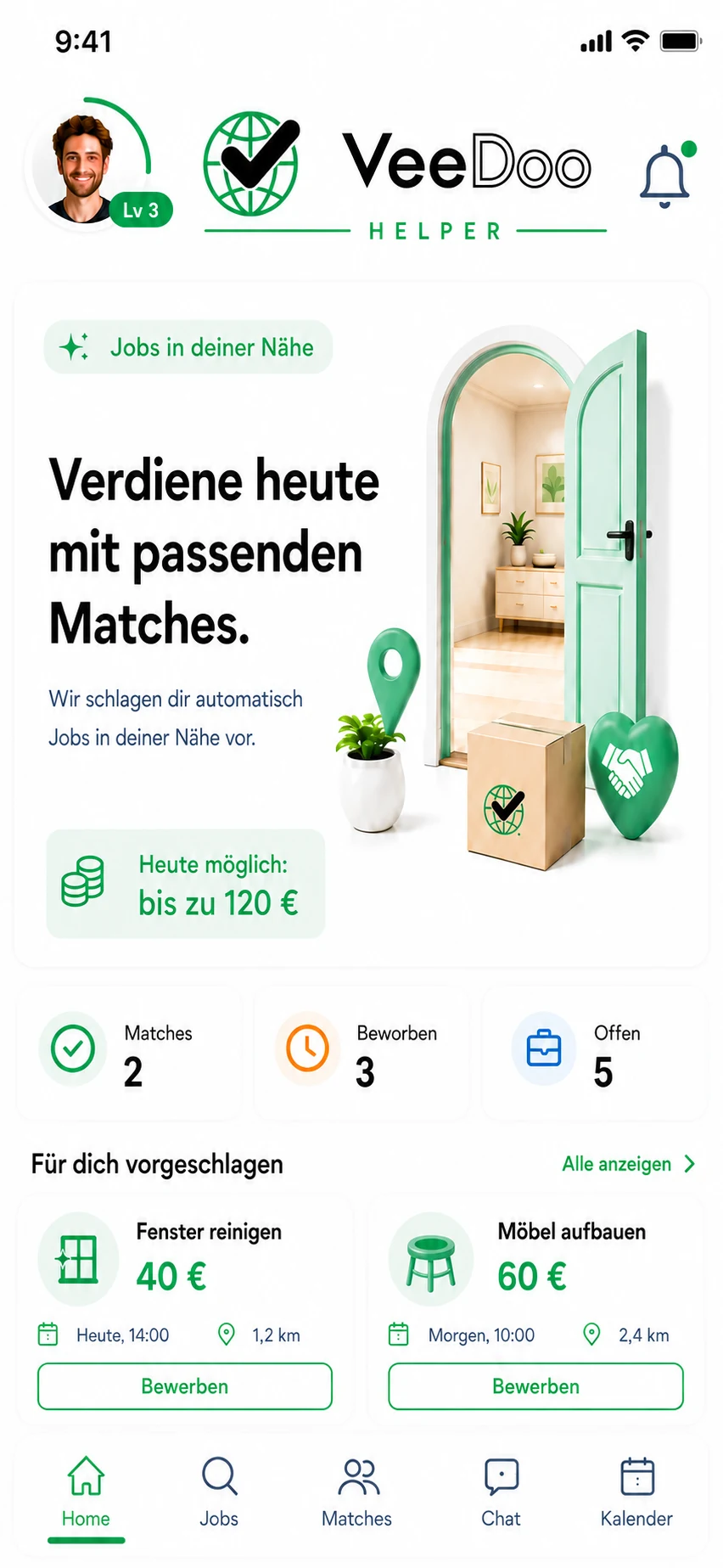Aktueller VeeDoo Helper Home-Screen