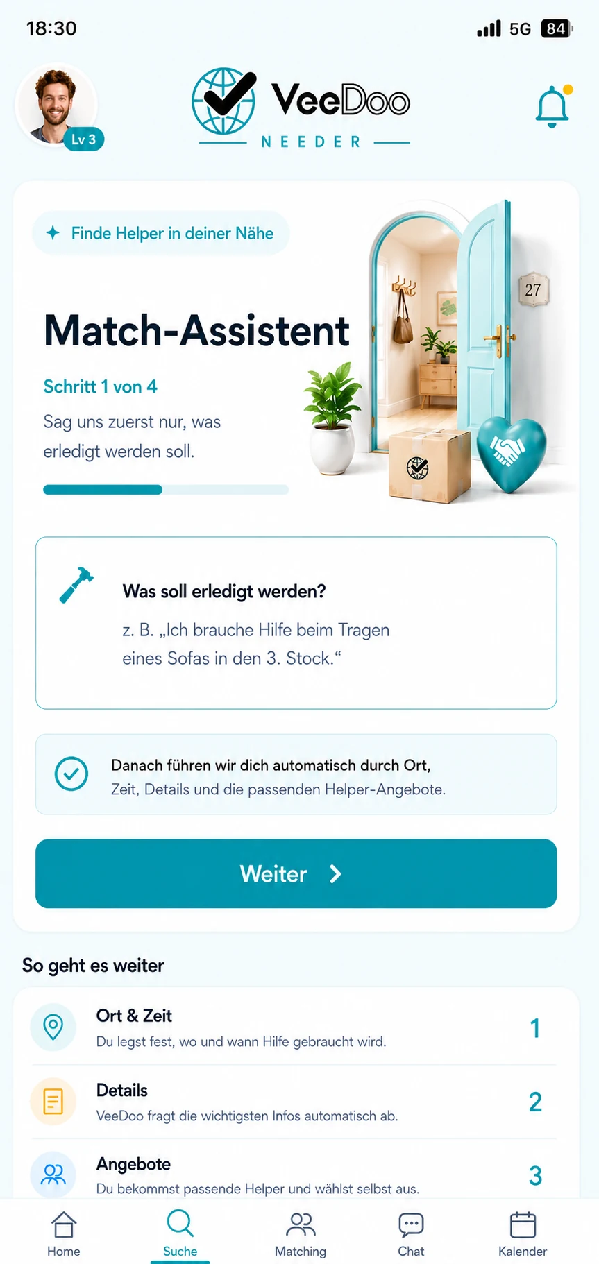 Aktueller VeeDoo Needer Match-Assistent